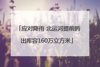 应对降雨 北运河提前腾出库容160万立方米